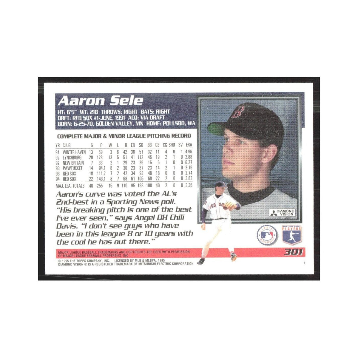 1995 Topps Aaron Sele Red Sox #301