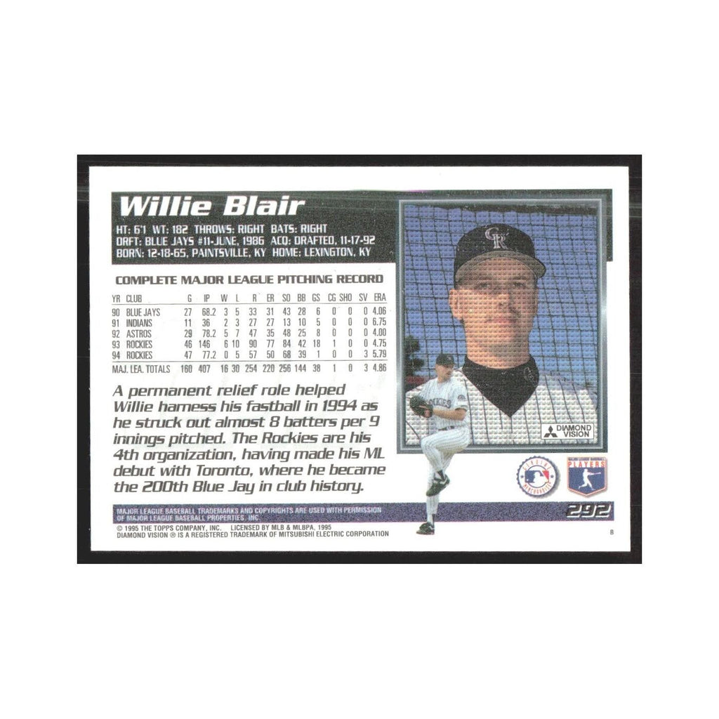 1995 Topps Willie Blair Rockies #292