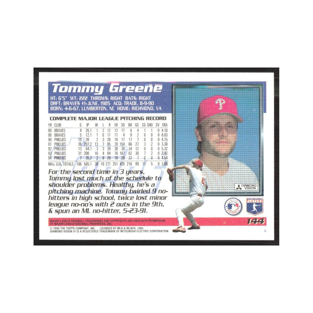1995 Topps Tommy Greene Phillies #144