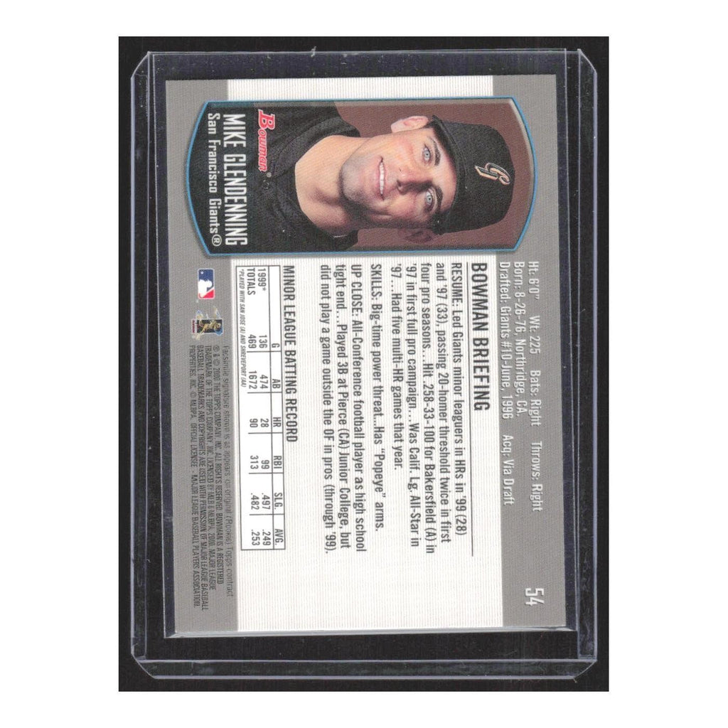 2000 Bowman Mike Glendenning Giants #54