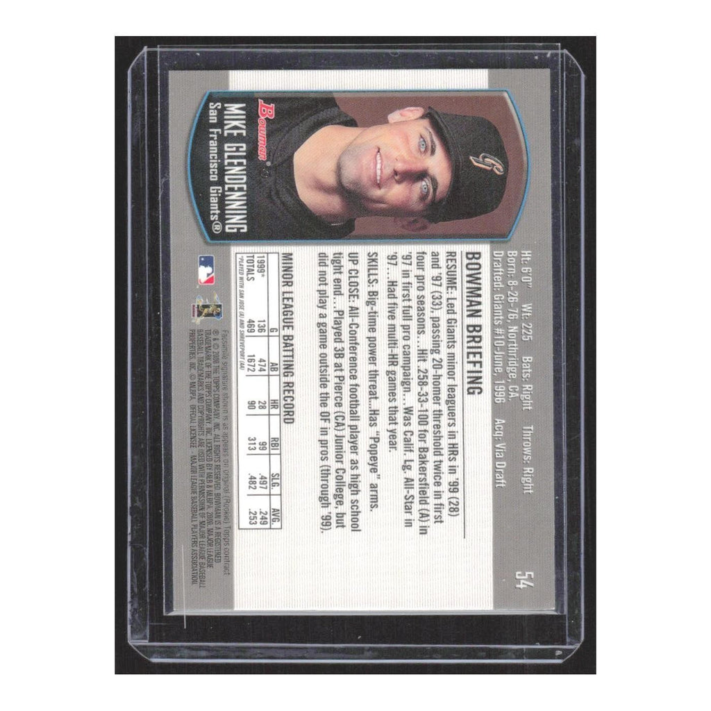 2000 Bowman Mike Glendenning Giants #54