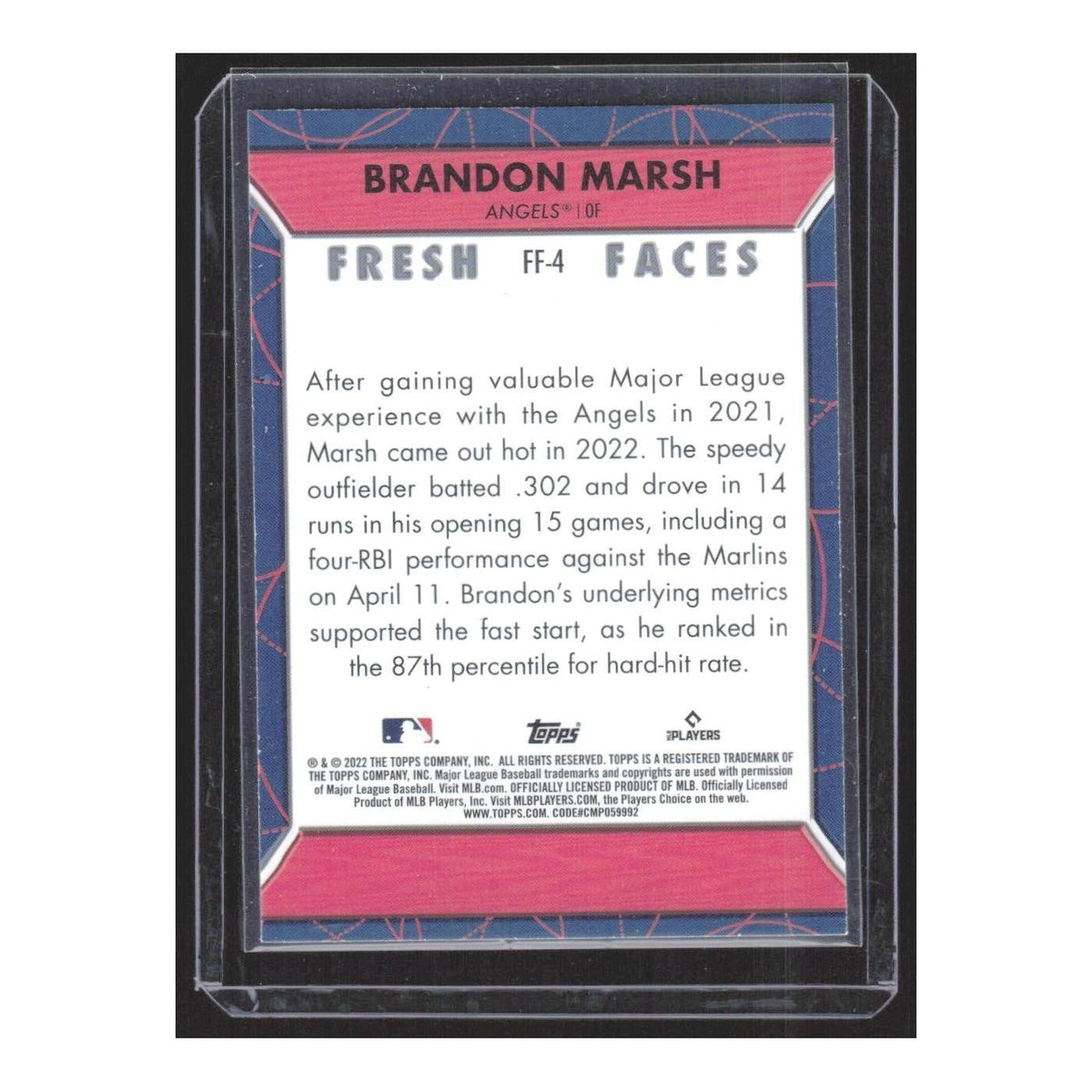2022 Panini Chronicles Brandon Marsh RC Angels #FF-4