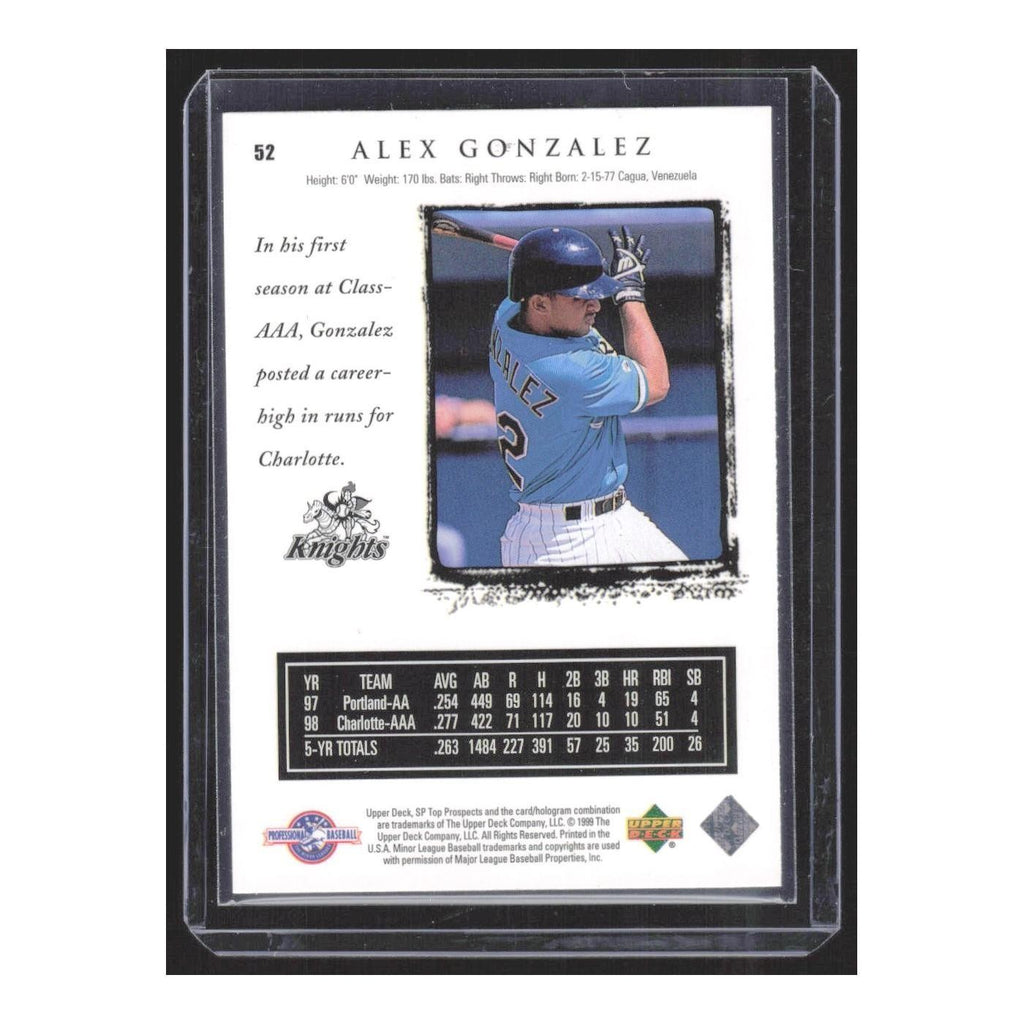 1999 SP Top Prospects Alex Gonzalez Charlotte Knights #52
