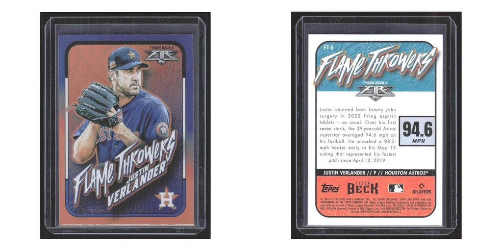 2022 Topps Fire Flame Throwers Justin Verlander Astros #FT-6