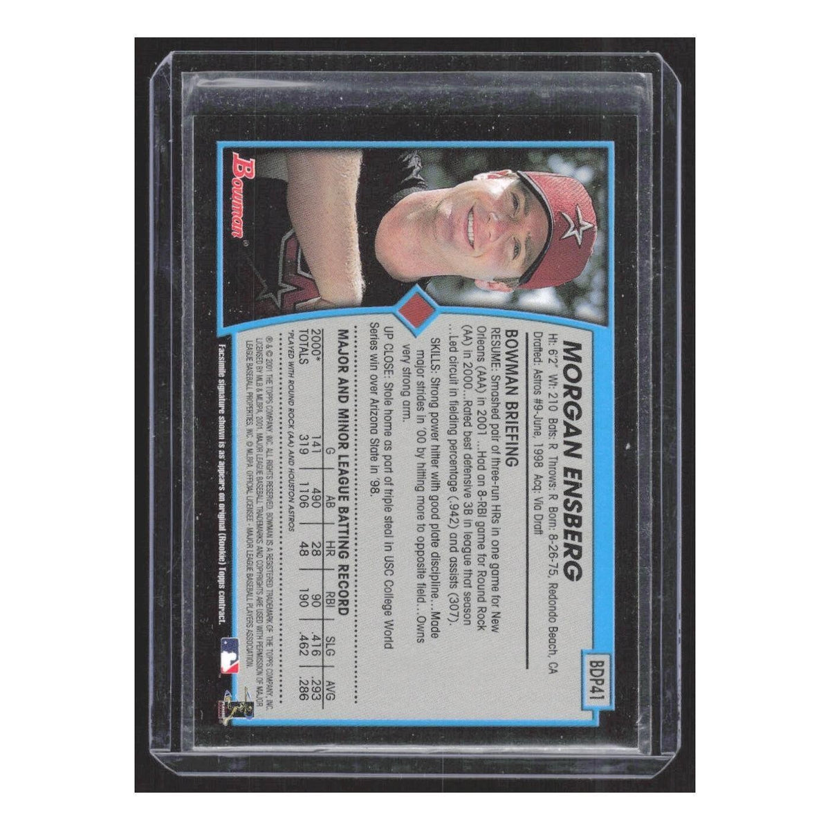 2001 Bowman Draft Picks & Prospects Morgan Ensberg RC Astros #BDP41