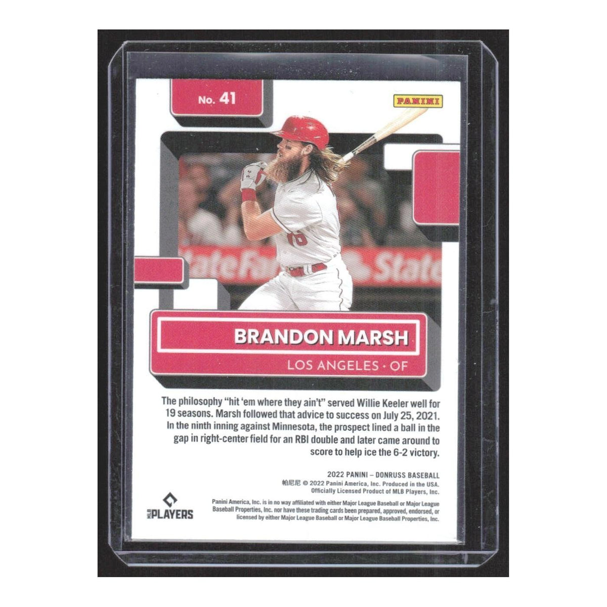 2022 Donruss Brandon Marsh RC Angels #41