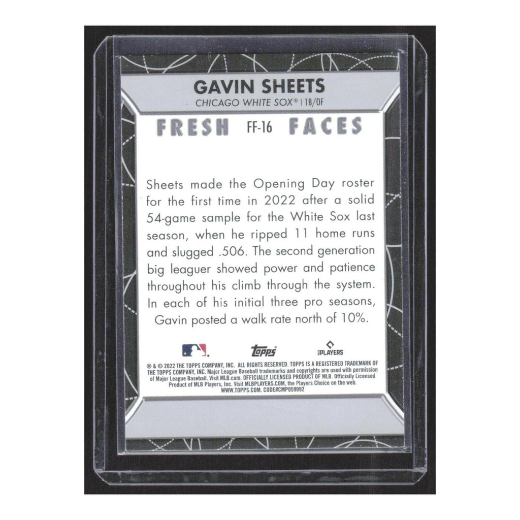 2022 Topps Fresh Faces Gavin Sheets White Sox #FF-16