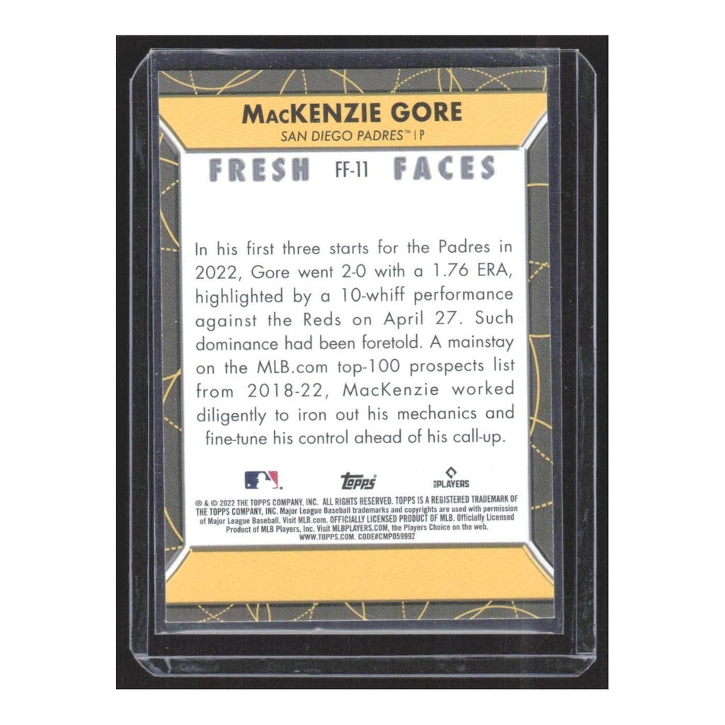 2022 Topps Fresh Faces MacKenzie Gore Padres #FF-11