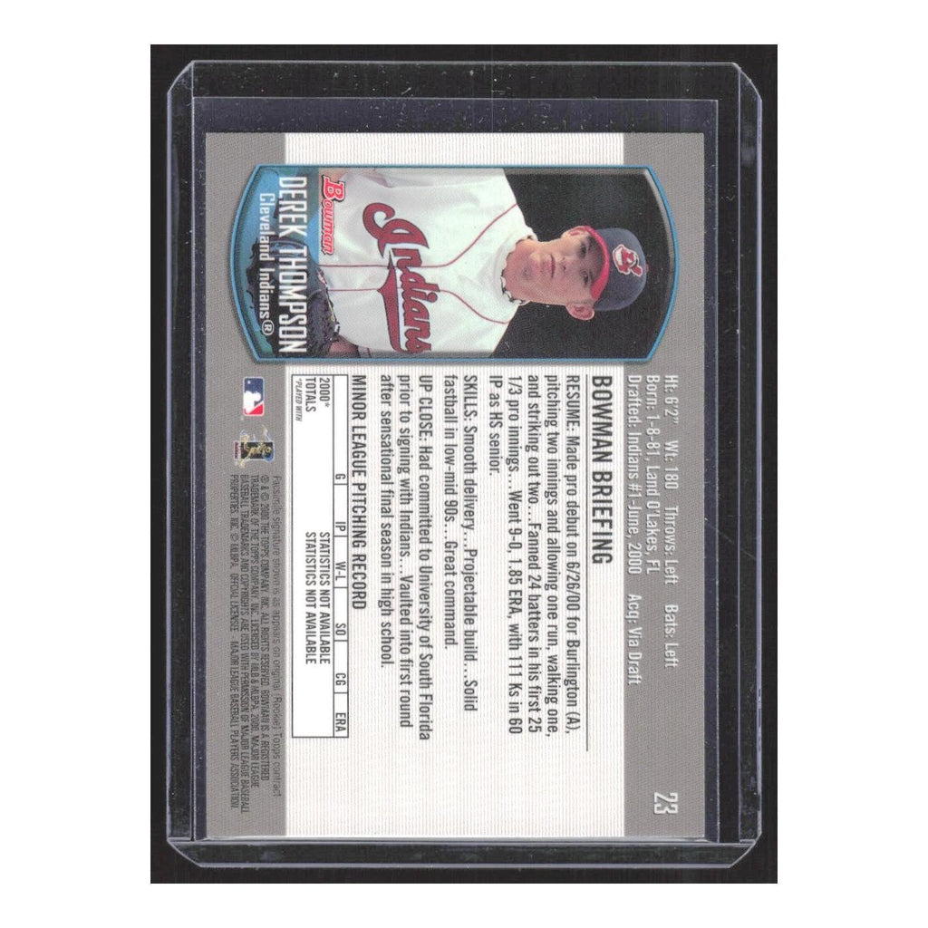 2001 Bowman Derek Thompson RC Indians #23