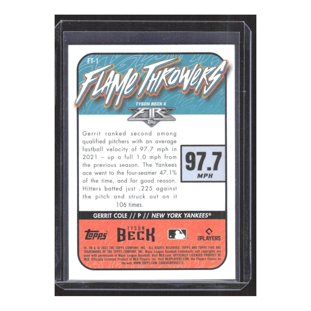 2022 Topps Fire Flame Throwers Gerrit Cole Yankees #FT-1
