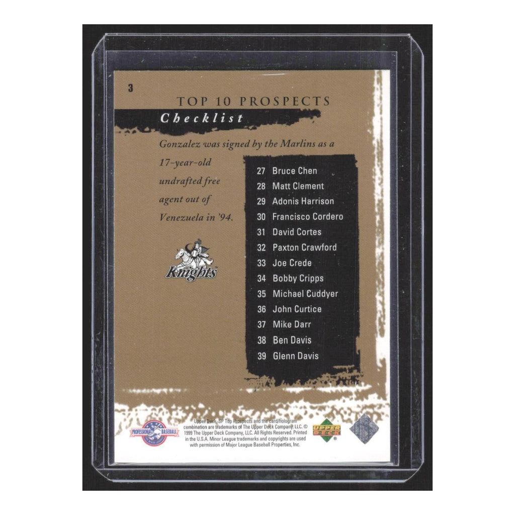 1999 SP Top Prospects Alex Gonzalez Charlotte Knights #3