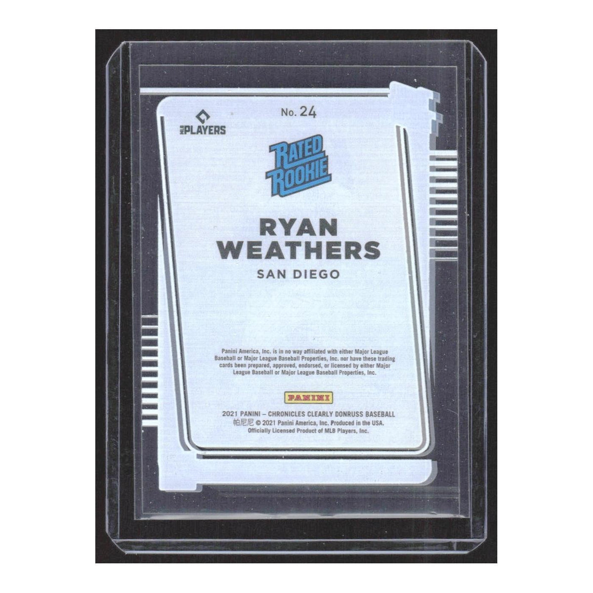 2021 Panini Chronicles Clearly Donruss Ryan Weathers Padres #24