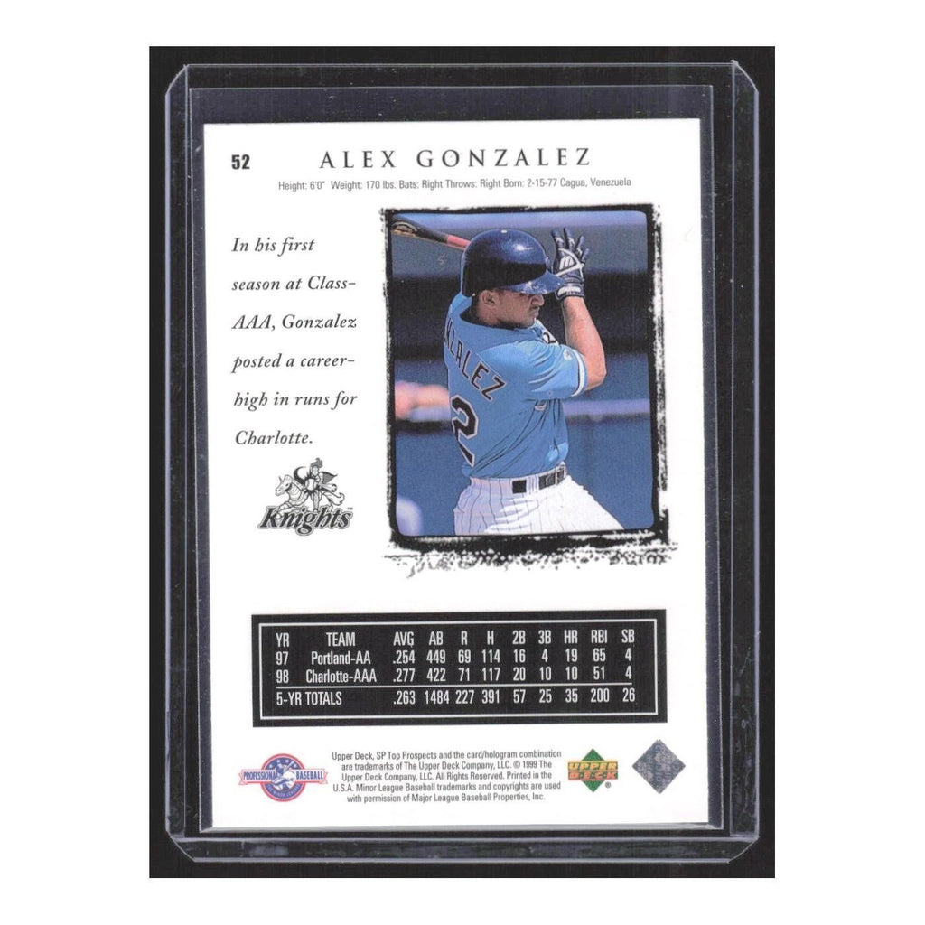 1999 SP Top Prospects Alex Gonzalez Charlotte Knights #52