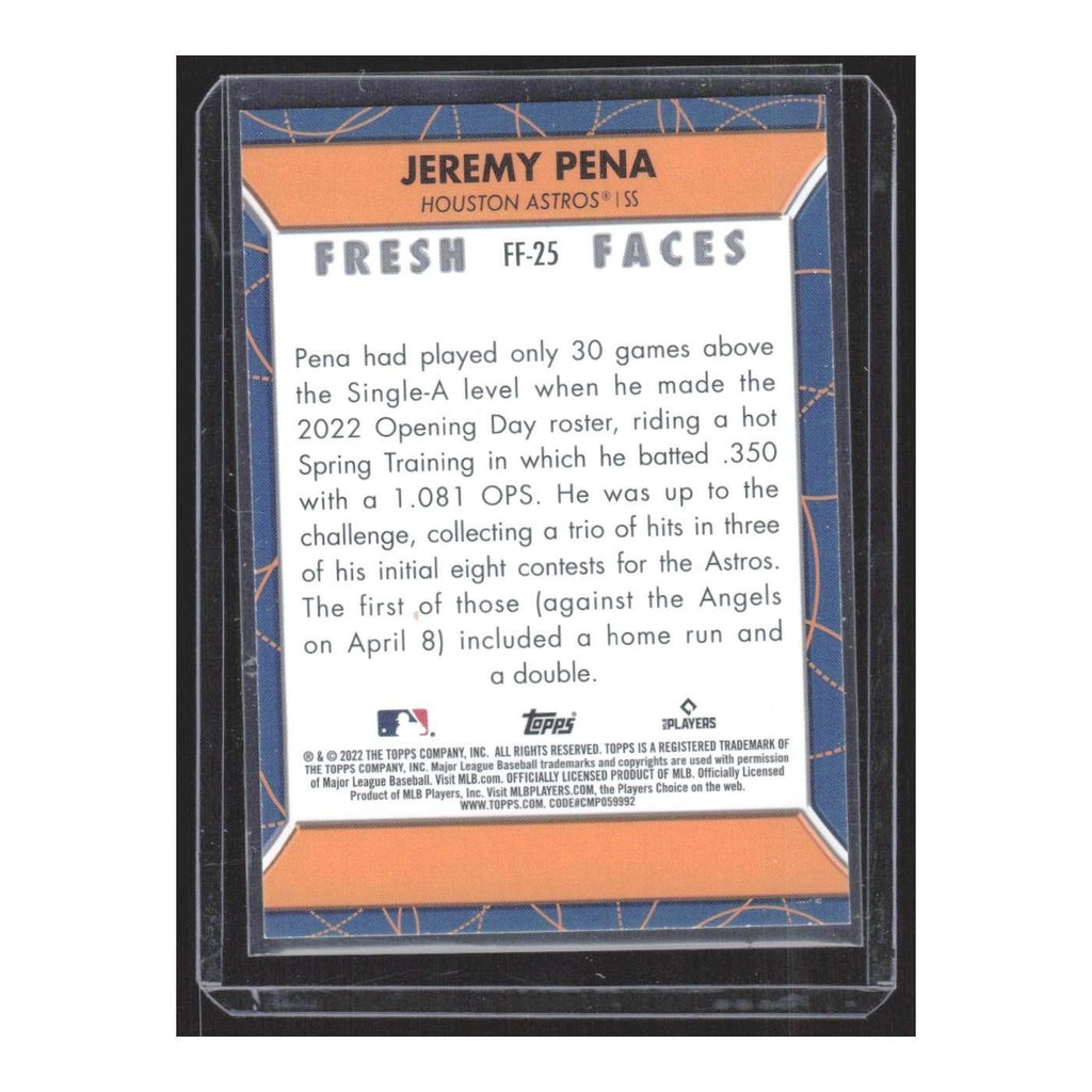 2022 Topps Fresh Faces Jeremy Pena RC Astros #FF-25