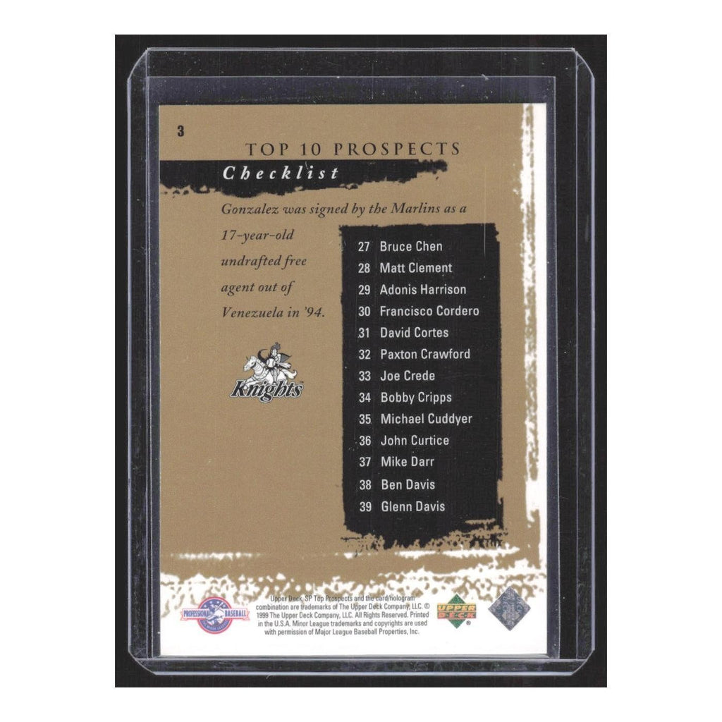 1999 SP Top Prospects Alex Gonzalez Charlotte Knights #3