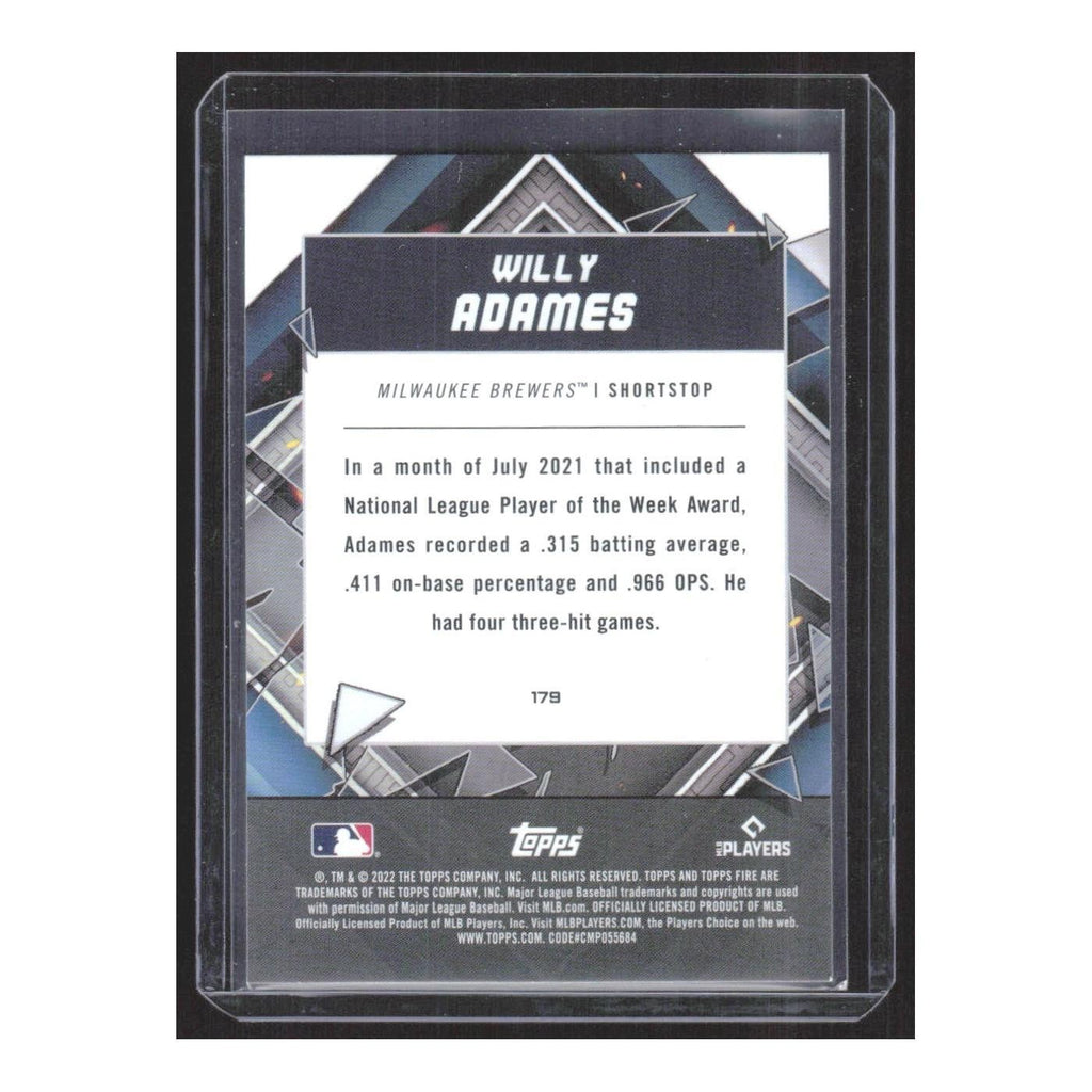 2022 Topps Fire Willy Adames Brewers #179