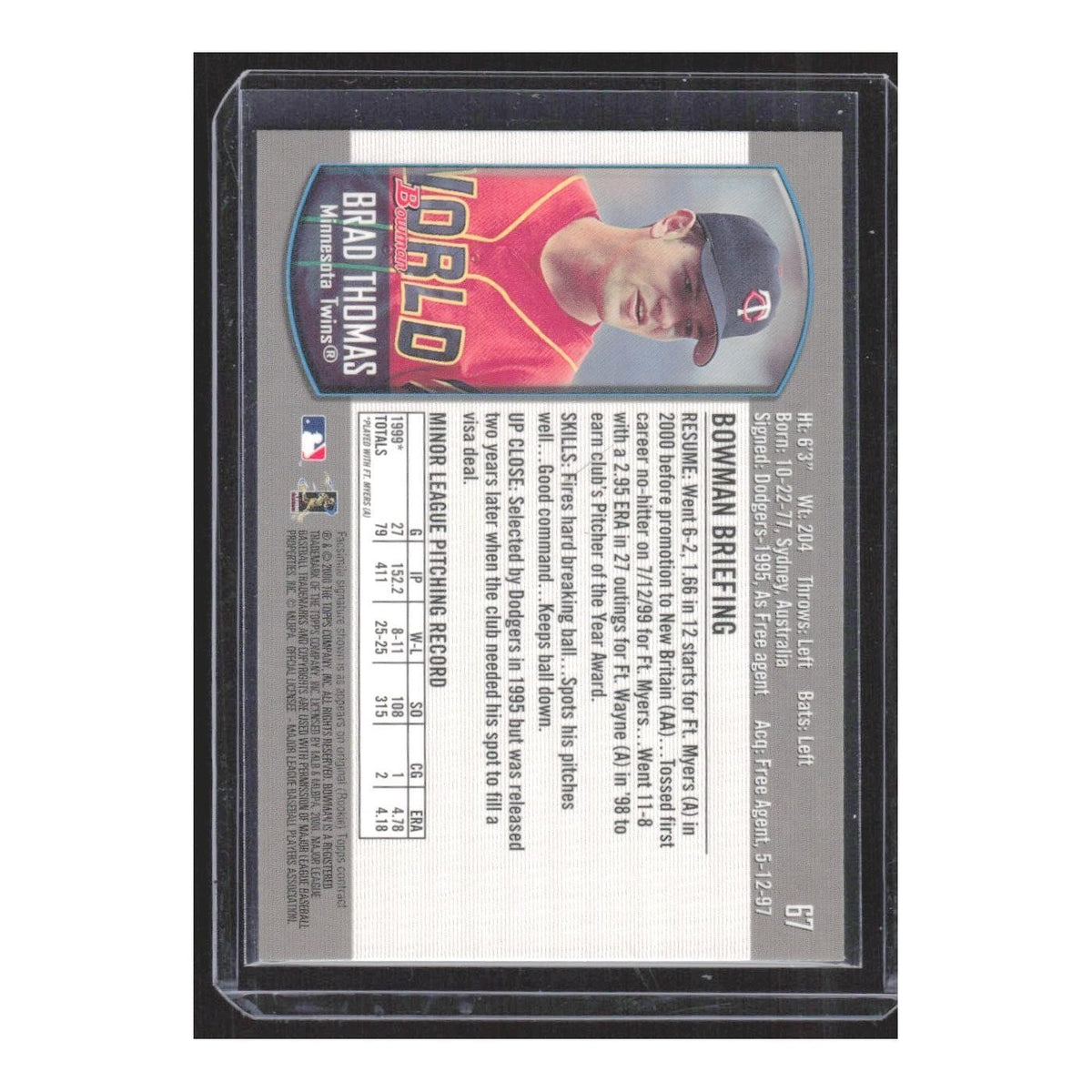 2000 Bowman Draft Picks & Prospects Brad Thomas RC Twins #67