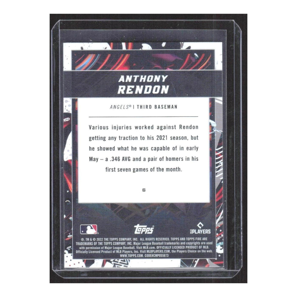 2022 Topps Fire Anthony Rendon Angels #6