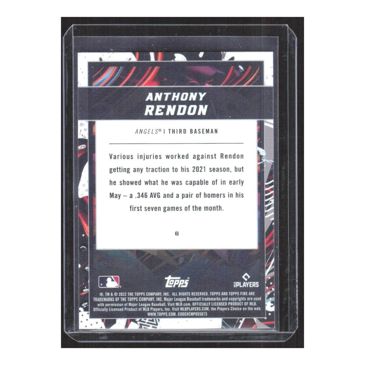 2022 Topps Fire Anthony Rendon Angels #6