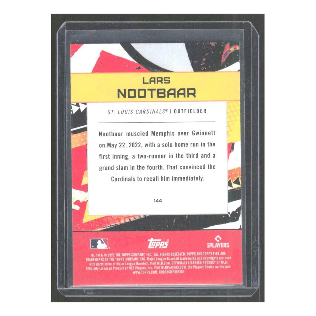 2022 Topps Fire Lars Nootbaar RC Cardinals #144