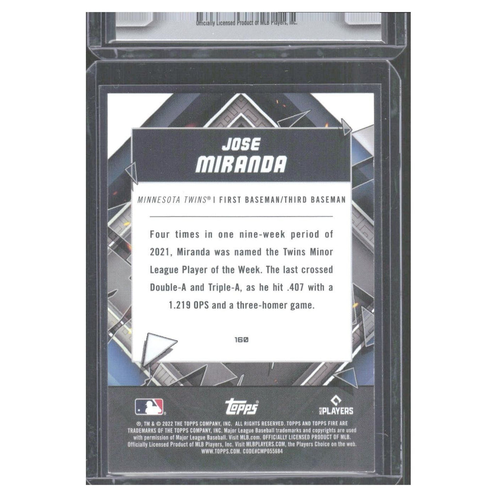 2022 Topps Fire Jose Miranda RC Twins #160