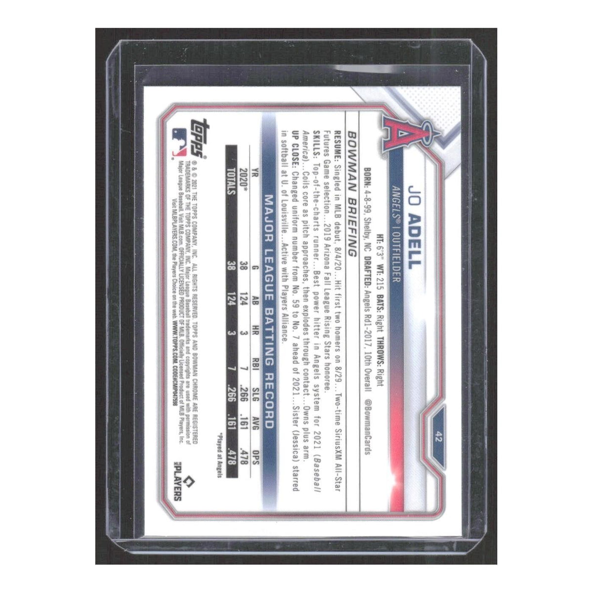 2021 Bowman Chrome Jo Adell RC Angels #42