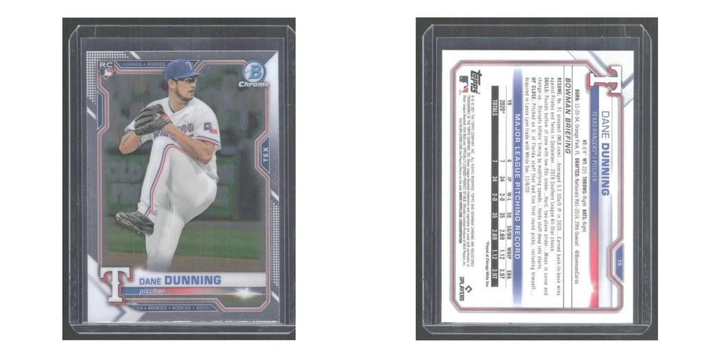 2021 Bowman Chrome Dane Dunning RC Rangers #75