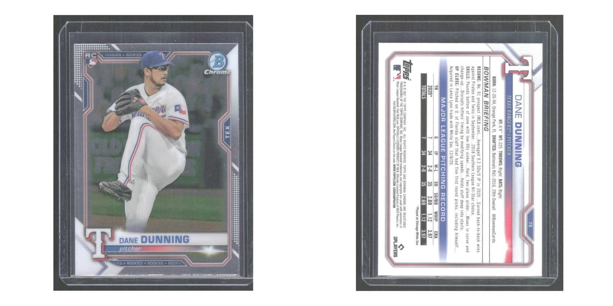 2021 Bowman Chrome Dane Dunning RC Rangers #75