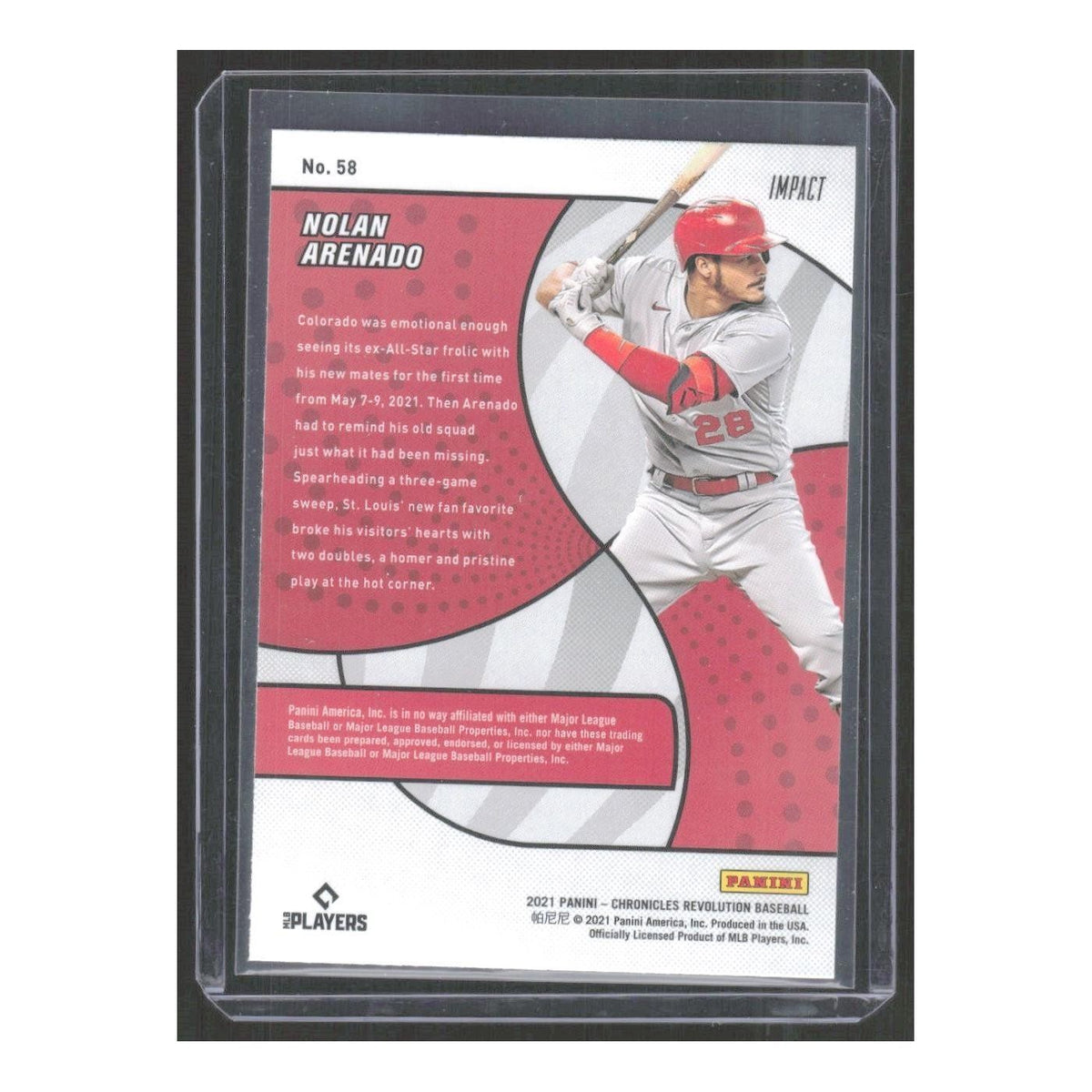 2021 Panini Chronicles Revolution Nolan Arenado Cardinals #58