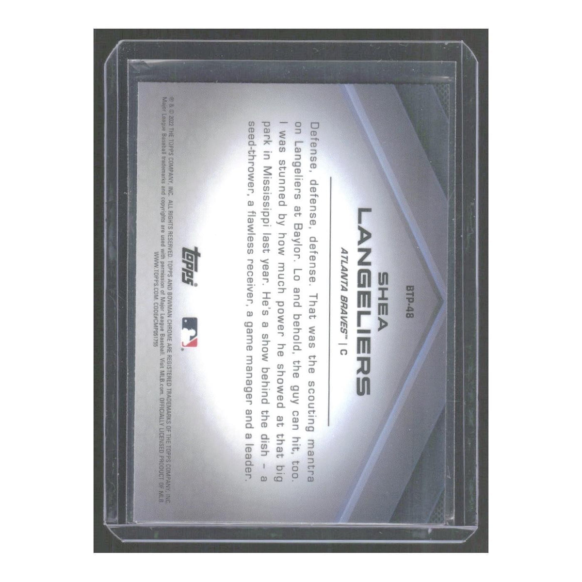 2022 Bowman Chrome Shea Langeliers Braves #BTP-48