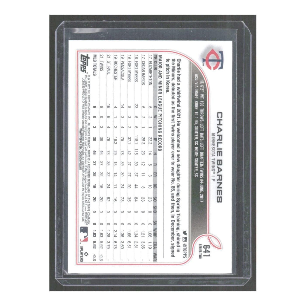 2022 Topps Charlie Barnes RC Twins #641