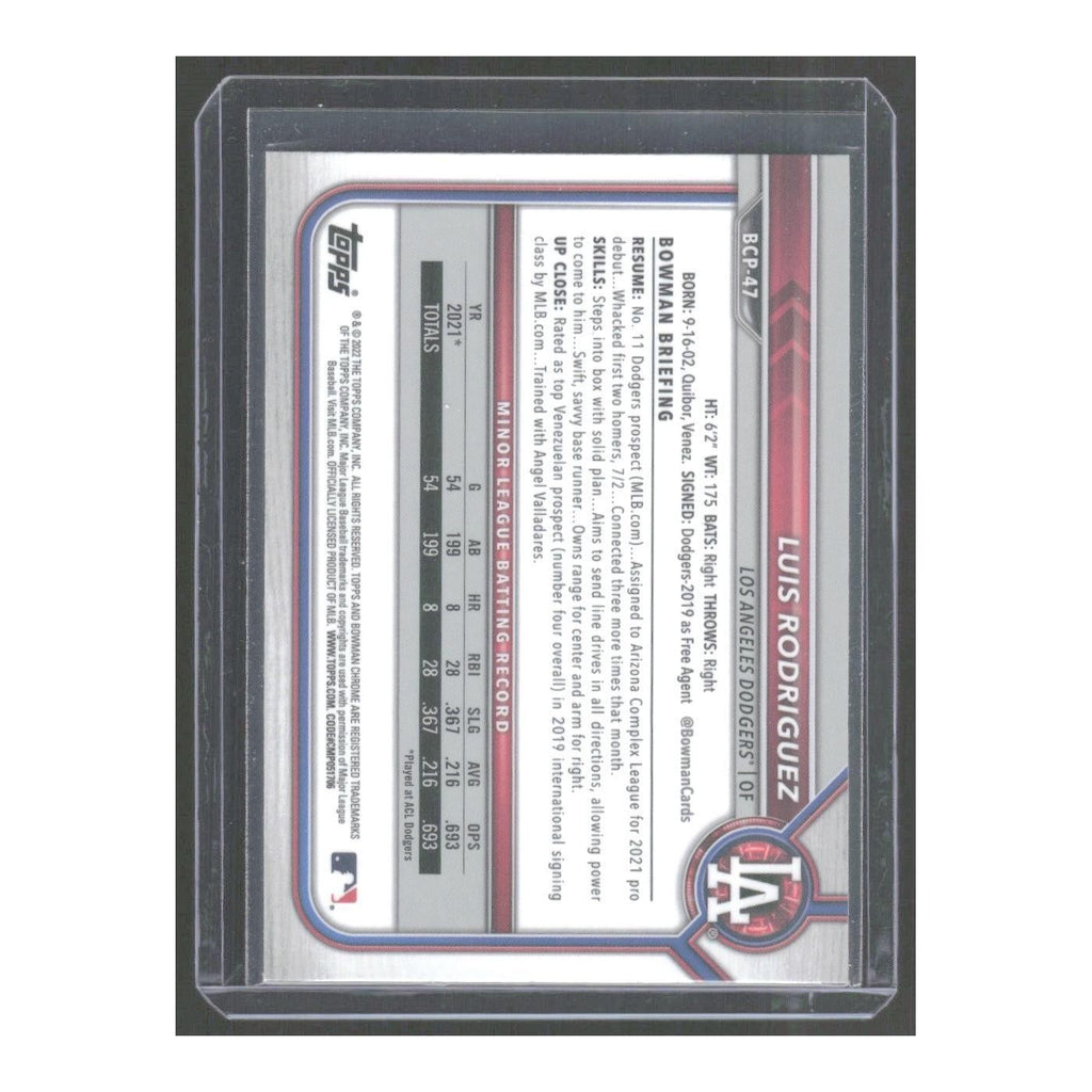 2022 Bowman Chrome Luis Rodriguez Dodgers #BCP-47