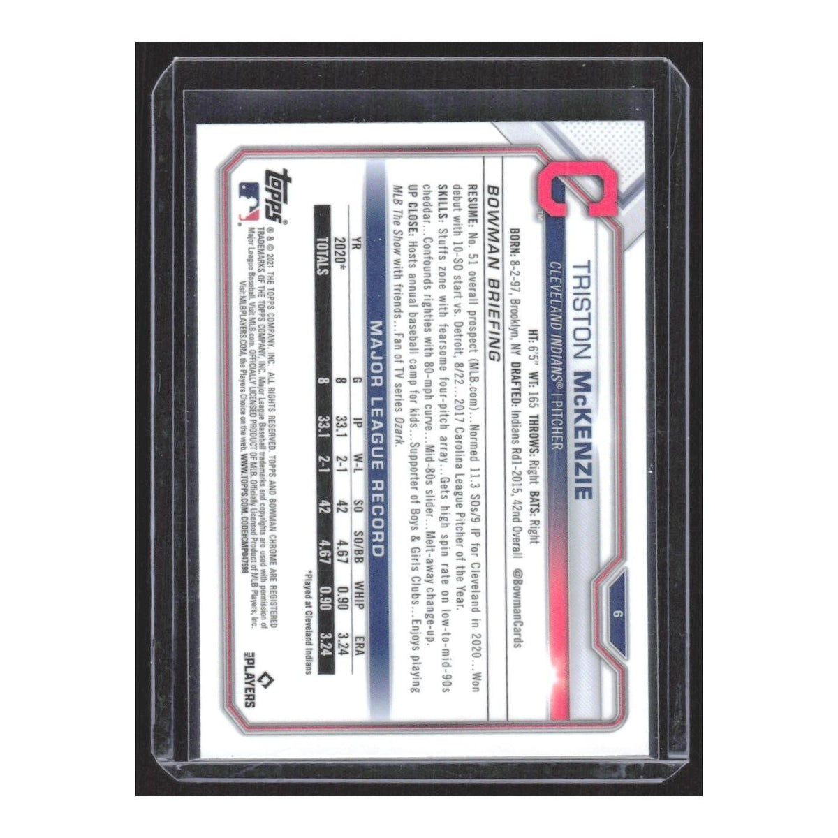 2020 Bowman Chrome Triston McKenzie RC Indians #6