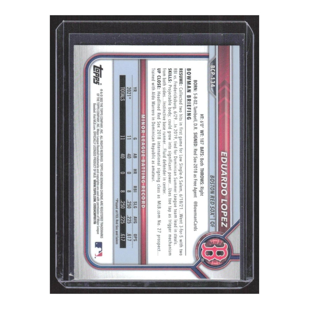 2022 Bowman Chrome Eduardo Lopez Red Sox #BCP-134