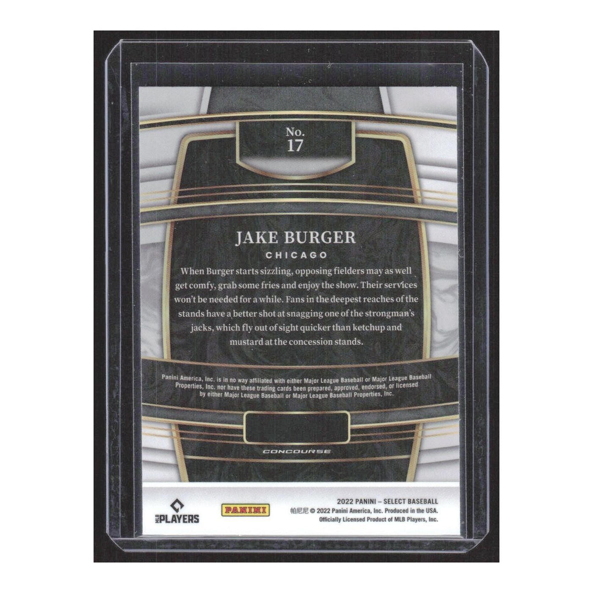 2022 Panini Select Jake Burger RC White Sox #17