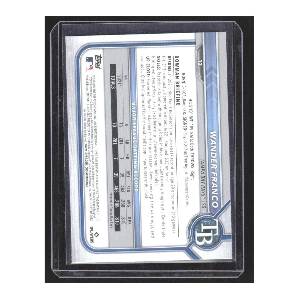 2022 Bowman Wander Franco RC Rays #12