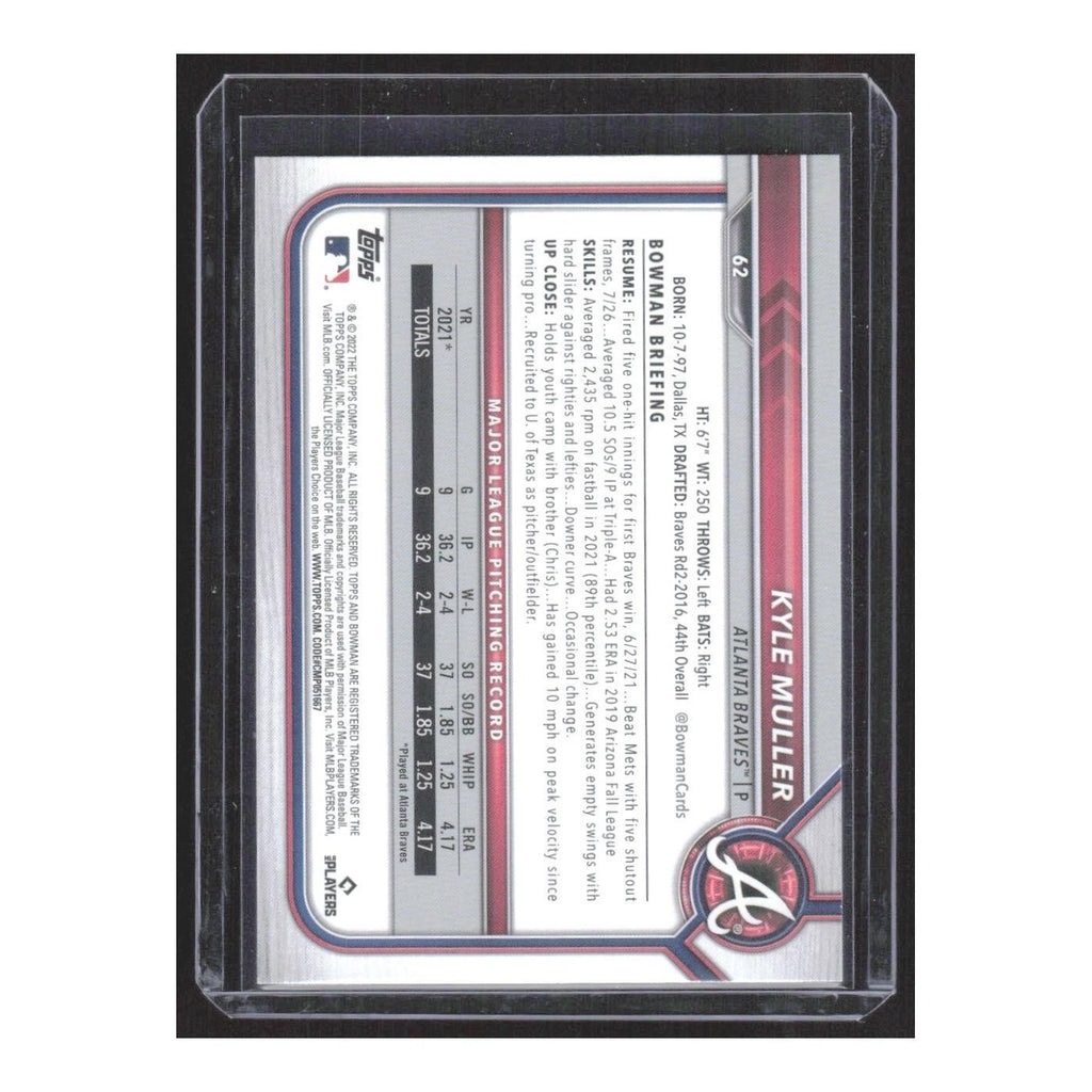 2022 Bowman Kyle Muller RC Braves #62