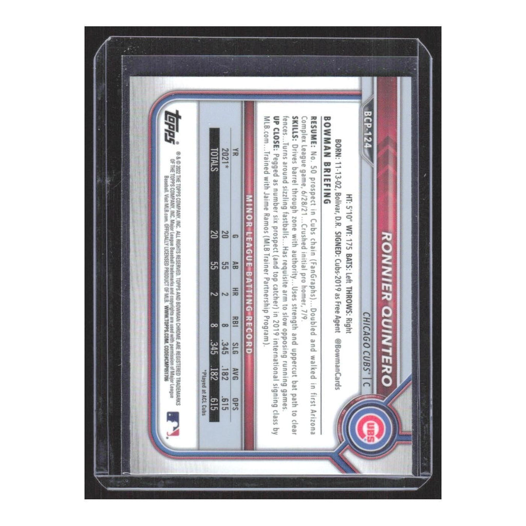 2022 Bowman Chrome Ronnier Quintero Cubs #BCP-124