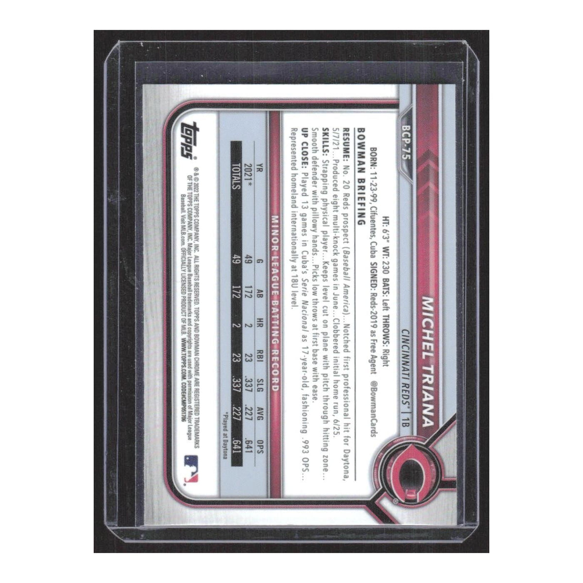 2022 Bowman Chrome Michel Triana Reds #BCP-75