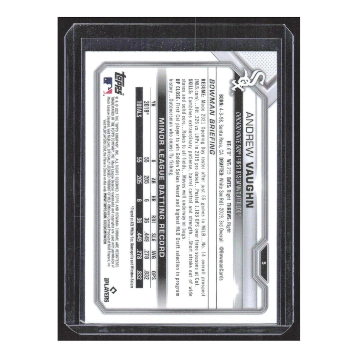 2021 Topps Gold Label Andrew Vaughn RC White Sox #4