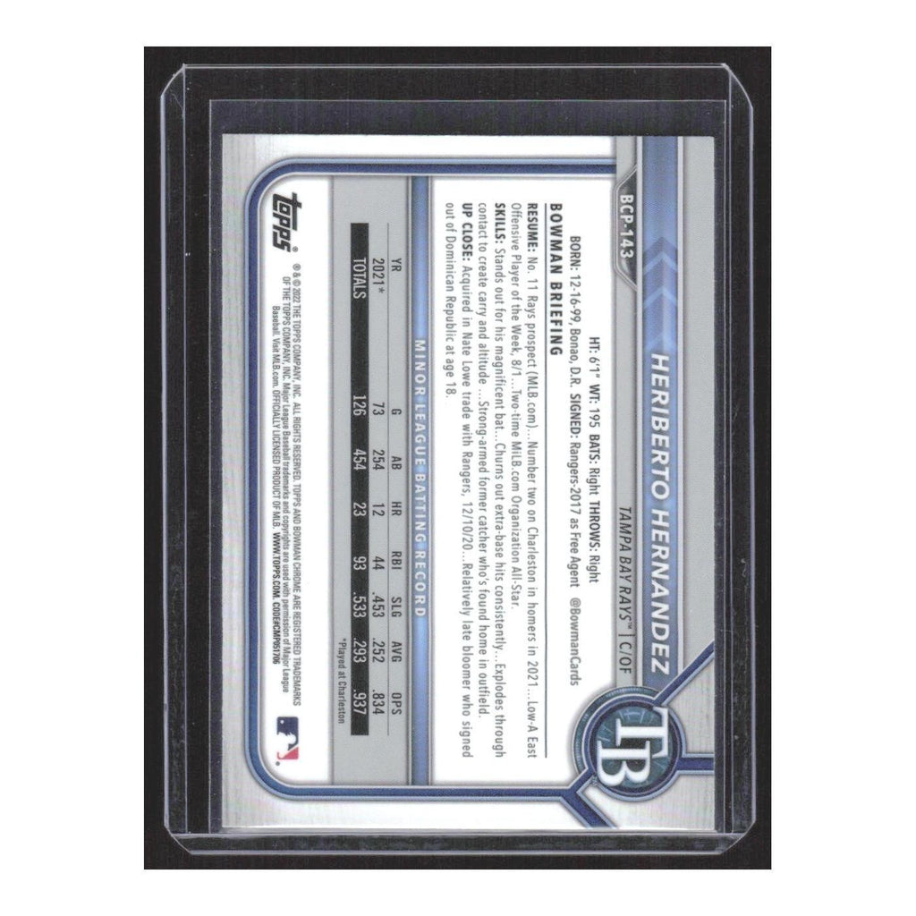 2022 Bowman Chrome Heriberto Hernandez Rays #BCP-143
