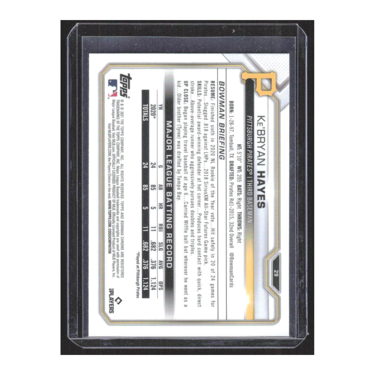 2021 Bowman Chrome Ke'Bryan Hayes RC Pirates #29