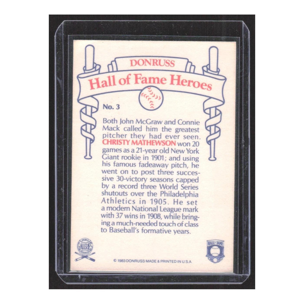 1983 Donruss Hall of Fame Heroes Christy Mathewson Giants #3
