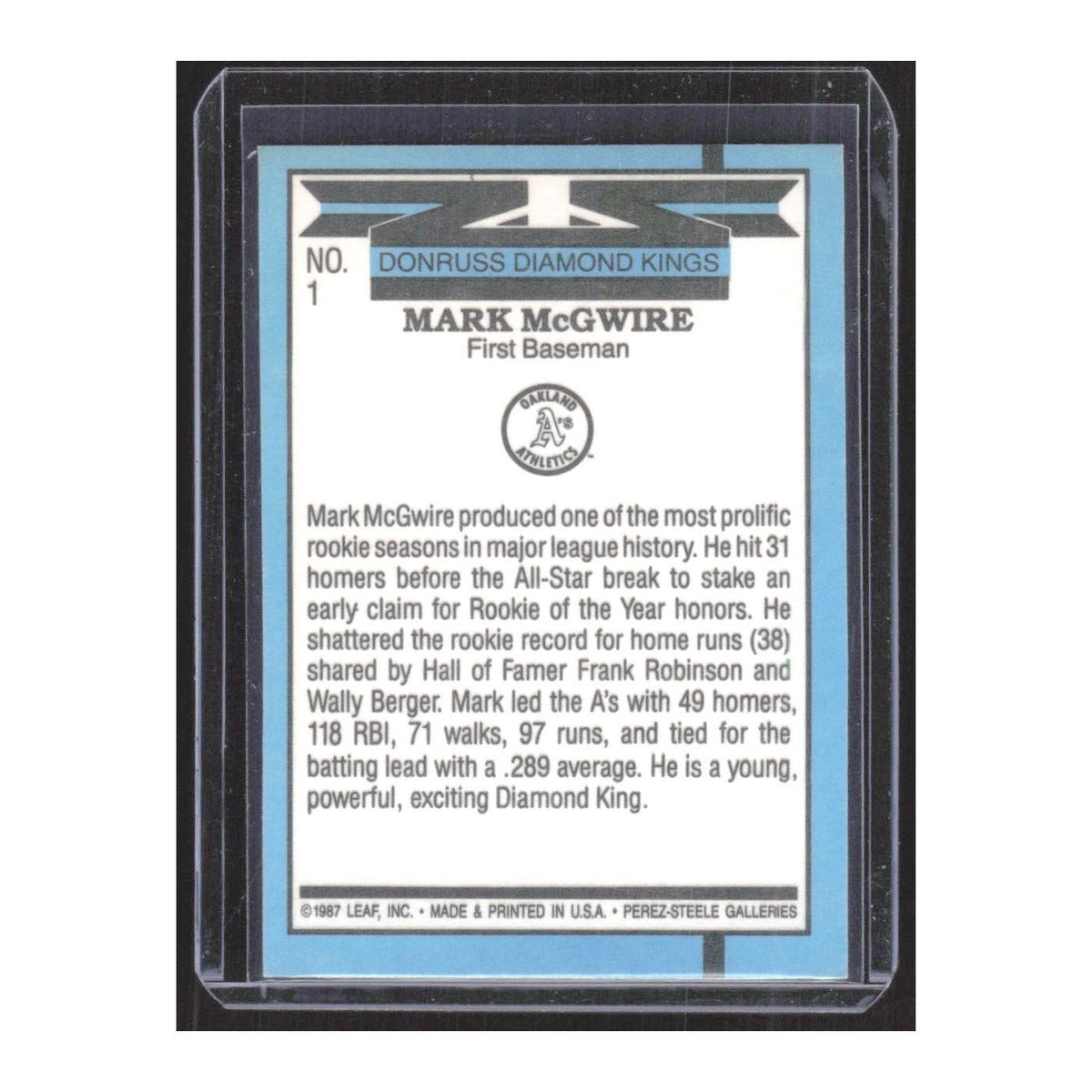 1988 Donruss Mark McGwire Athletics #1