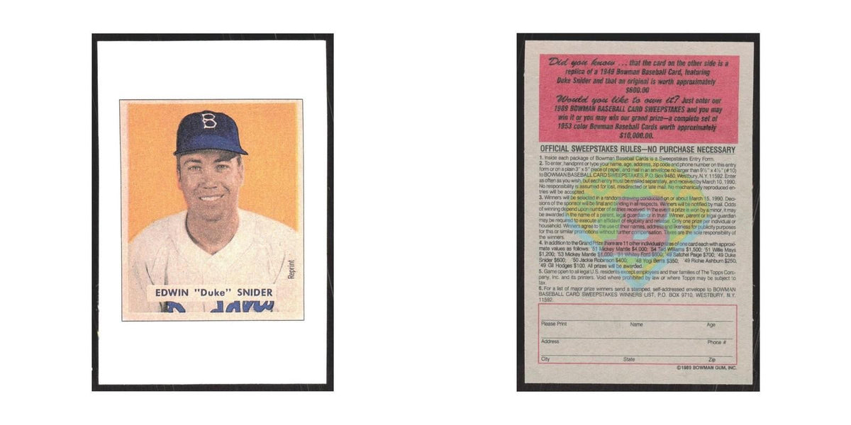 1989 Bowman Edwin Duke Snider Brooklyn Dodgers #nan