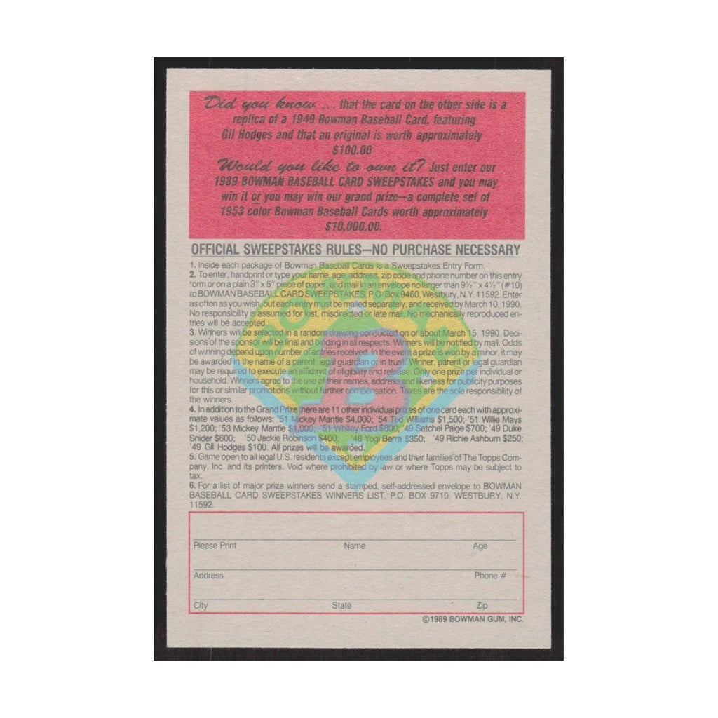1989 Bowman Gil Hodges Brooklyn Dodgers #nan