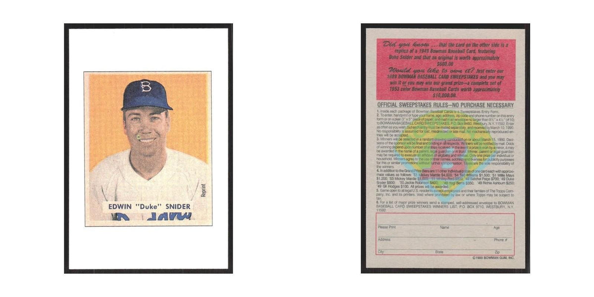 1989 Bowman Edwin Duke Snider Brooklyn Dodgers #nan