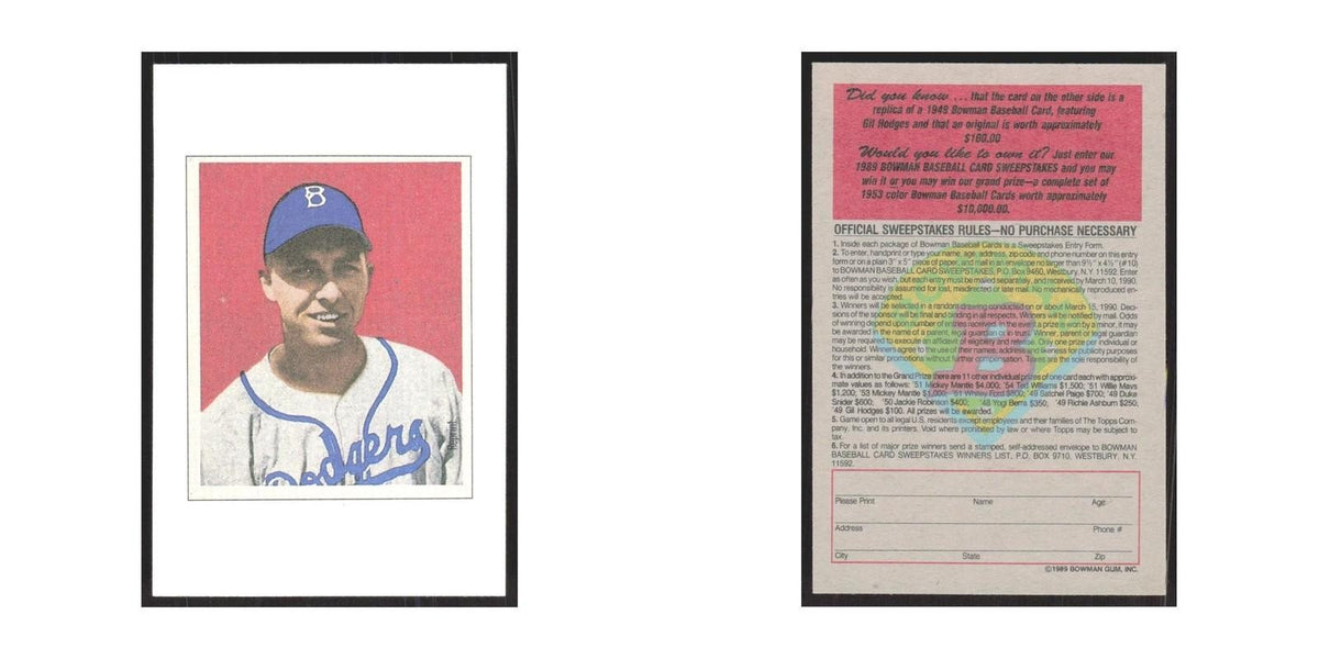 1989 Bowman Gil Hodges Brooklyn Dodgers #nan