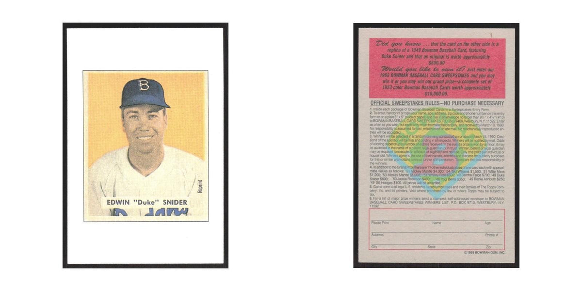 1989 Bowman Edwin Duke Snider Brooklyn Dodgers #nan