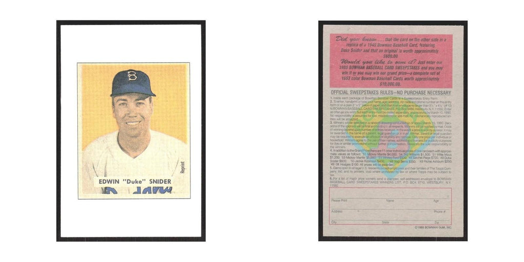 1989 Bowman Edwin Duke Snider Brooklyn Dodgers #nan